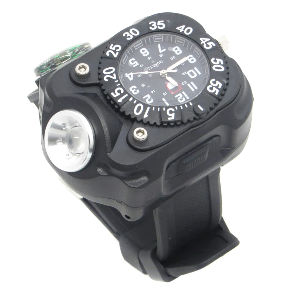 10 шт./лот перезаряжаемый CREE LED наручные механические часы фонарик Спорт на