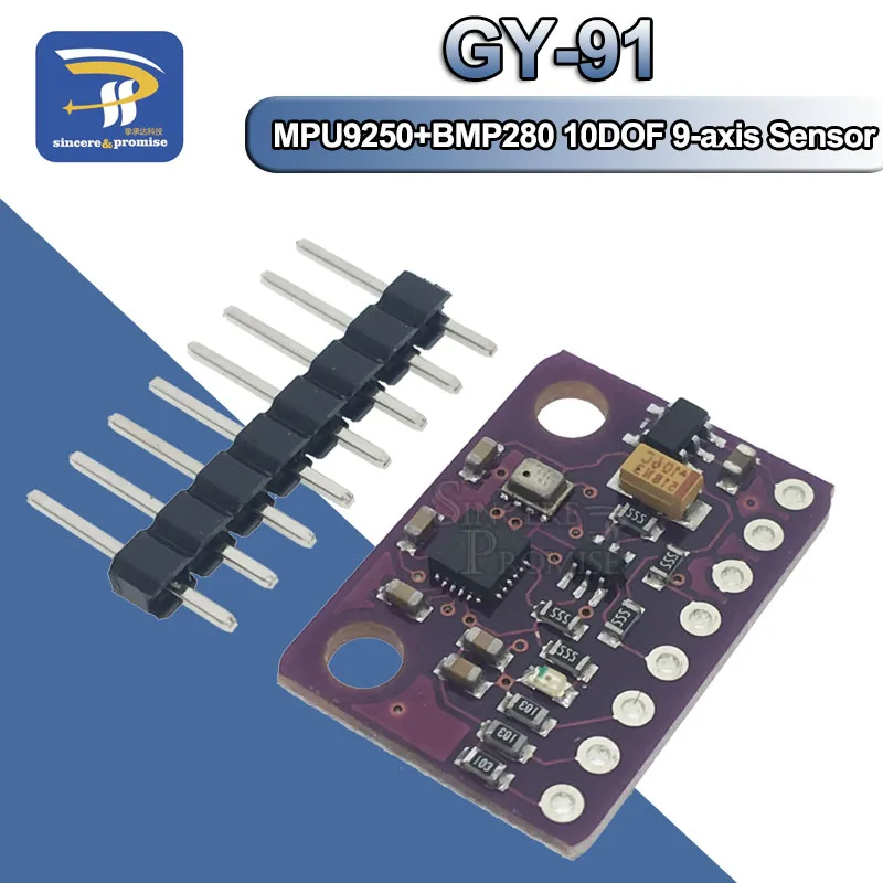 MPU-9250 MPU9250 BMP280 SPI интерфейс межсоединений интегральных схем/I2C 10DOF ускорение гироскоп-Компас 9-осевой Сенсор борту модуль GY-91 для Arduino 3-5V