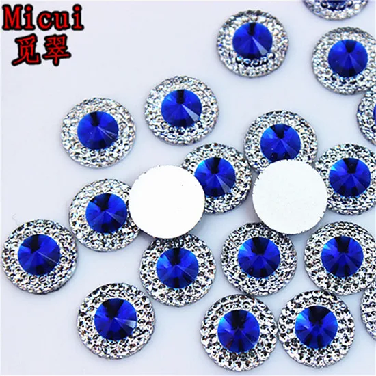 Micui 100 шт 12 мм двухцветные Стразы круглые полимерные Стразы хрустальные Каменные Бусины с плоским основанием для украшения свадеб DIY ZZ495 - Цвет: Blue
