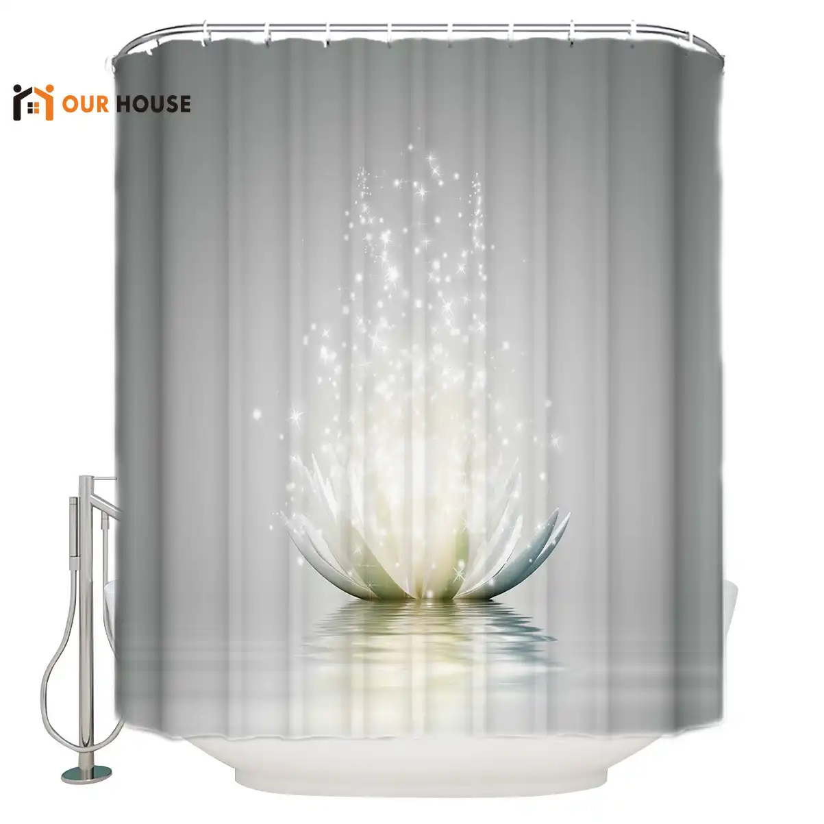 Ourhouse Flower Abstract Lotus Shower Curtain Bathroom Fabric Abstract Lotus Shower Curtain Bathroom