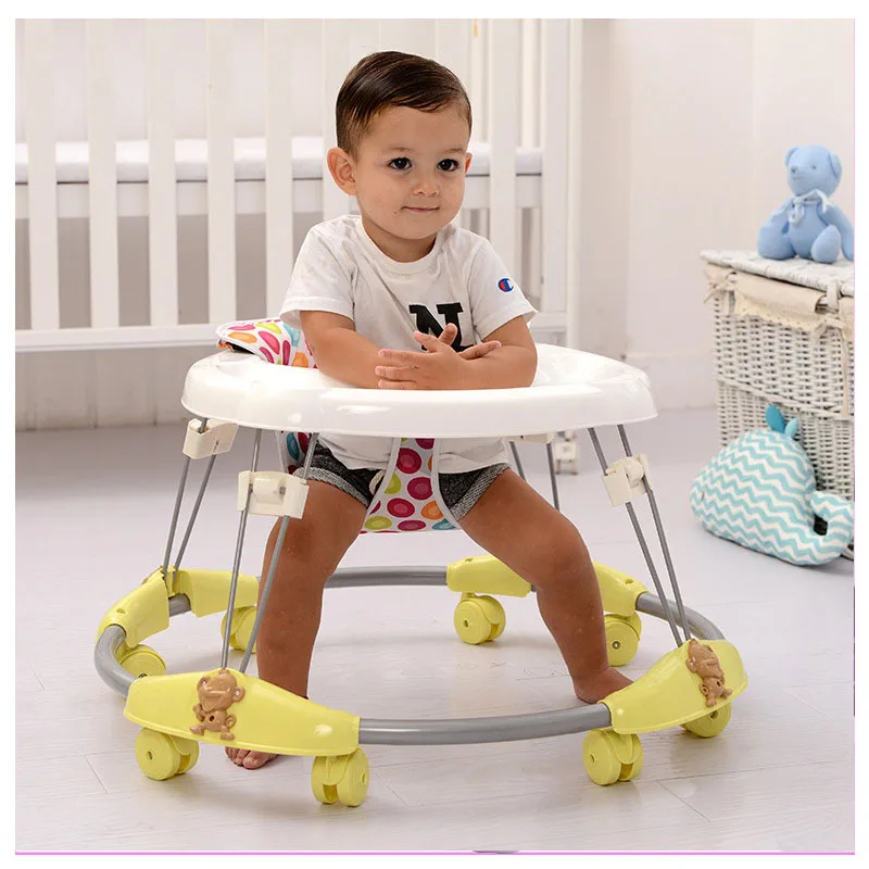 

Baby Walker with 8 Mute Rotating Wheels Anti Rollover Multi-functional Child Walker Seat Walking Aid Assistant First Step Car