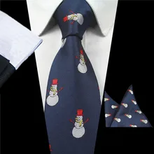 Мужской галстук рождественский стиль Забавный шелковый галстук ЖАККАРДОВЫЙ вечерние праздничные свадебные дизайнеры галстук для мужчин галстук квадратный костюм набор