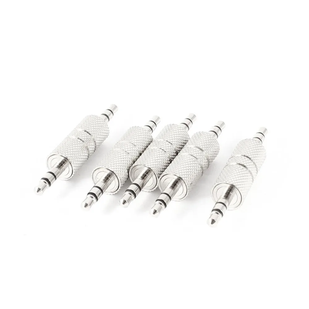 20pcs brass Stereo Audio 3 5mm Male to Male Headphone Adapter Jack Coupler Straight Connector Sliver