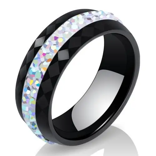 Романтическое прозрачное черное керамическое кольцо с прозрачными кристаллами модные ювелирные изделия роскошные белые керамические кольца 8 мм для женщин - Цвет основного камня: Red