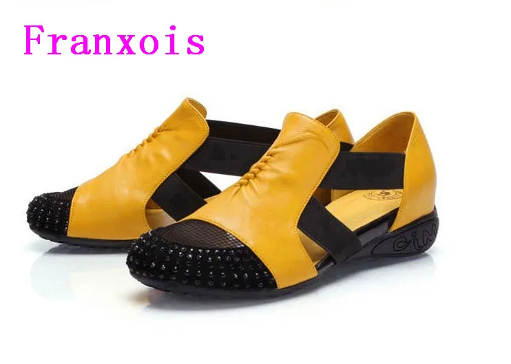 comprar Franxois 2017 primavera e no verão Das Sandálias Das Mulheres do sexo feminino calcanhar plana strass recorte elevador jogo corante plus size sandália sapatos