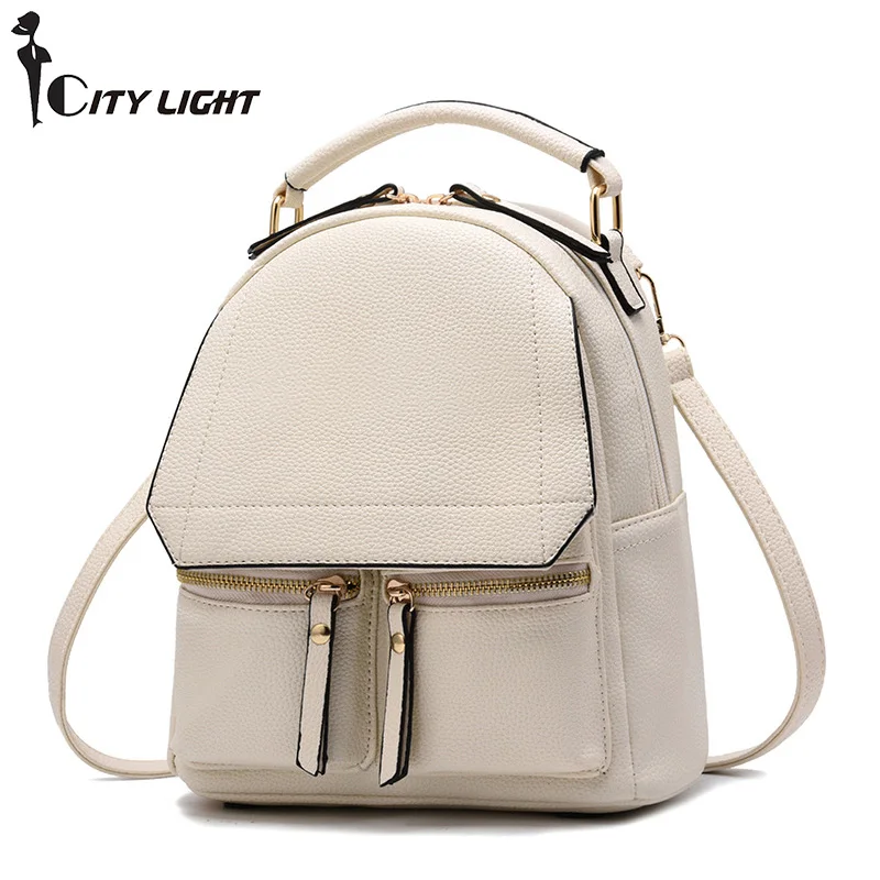 

New Women Backpack College Student Rucksack Travel Shoulder Bags Teenager Girls PU Leather Bagpack Female Mochila