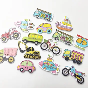 

50pc Mixed Transportation Sewing Wooden Buttons For Clothes Knitting Crafts Scrapbooking DIY Fabric Needlework Accessories WB597