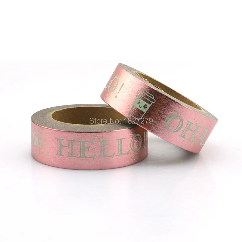 

New 1 roll "OH HELLO" words foil pink washi tape 1.5mm*10m