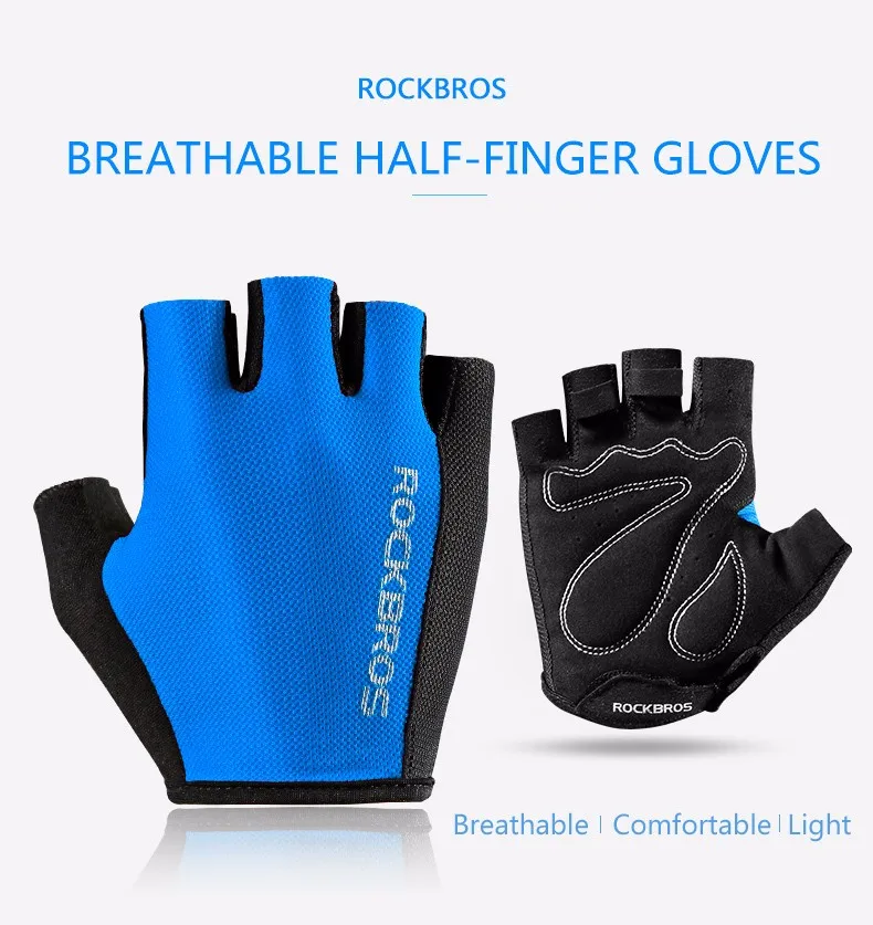 ROCKBROS анти-скольжение велосипедные перчатки на открытом воздухе Велоспорт дышащие спортивные перчатки велосипед половина пальца губка коврик профессиональные перчатки унисекс
