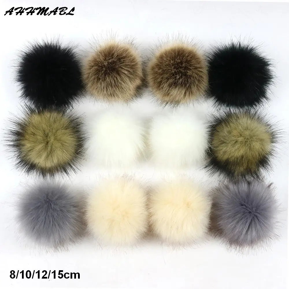 2pcs/lot 8/10/12/15cm DIY Faux Raccoon Fur Pompom Fur Pom Poms for Women Kids Beanie Hats Caps Fox Ball For Shoes Caps Bags F321