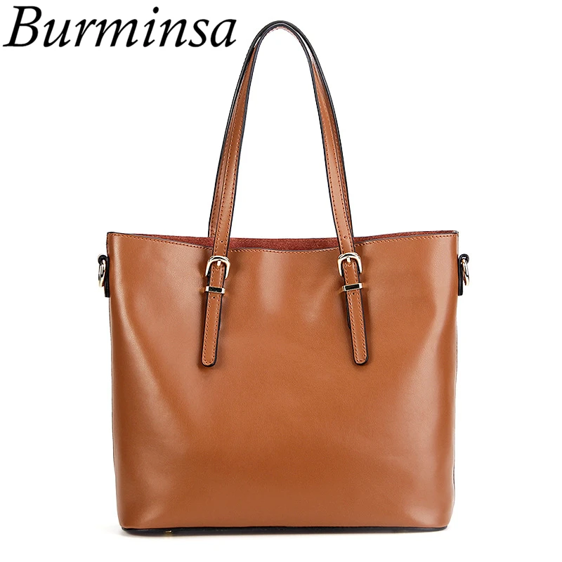 

Burminsa Brand Women Genuine Leather Bags Vintage Tote Handbags Large Capacity Shopping Bags Ladies Shoulder Messenger Bags 2017