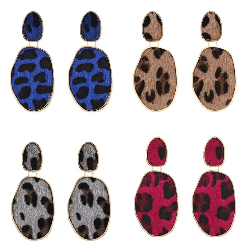 

Geometric Earrings For Women Round Square Drop Leopard Earing Fashion Party Women Long Dangle Earrings Bamboo Maxi Jewel