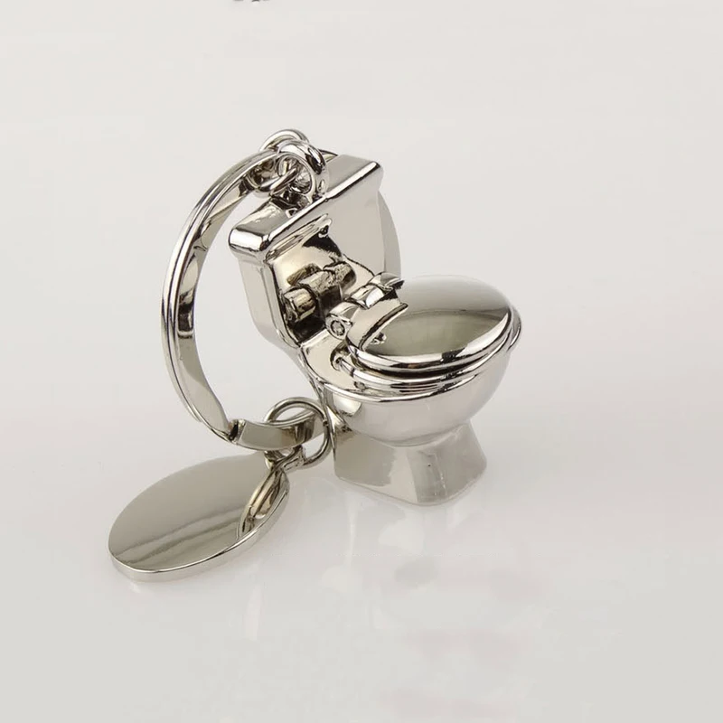 Ualgl moda metal Colgantes lindo divertido closestool estilo llavero para las mujeres bolso Accesorios car keyring llavero