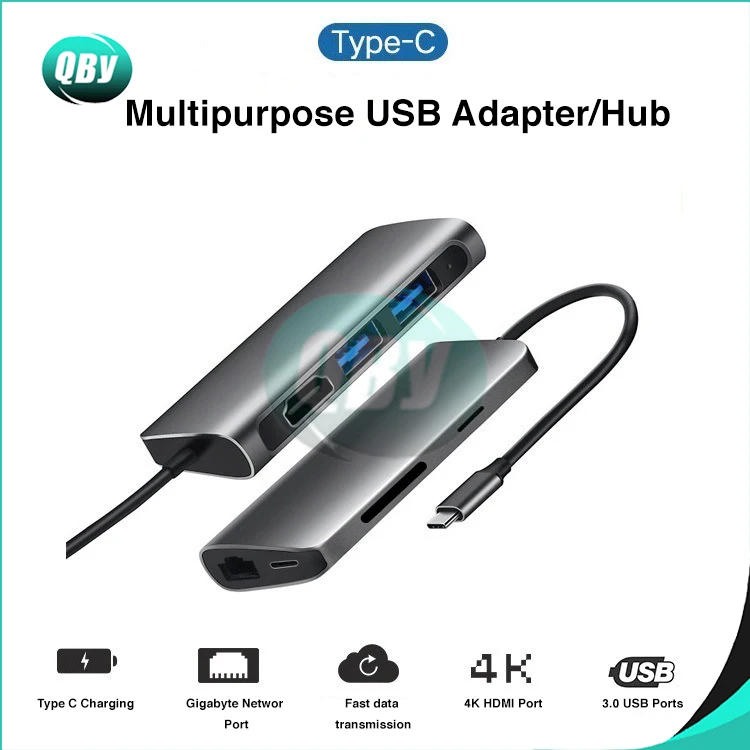 7 в 1 usb type C TC71N концентратор к HDMI 4K RJ45 Gigabit Ethernet LAN USB 3,0 SD/TF кардридер адаптер для MacBook