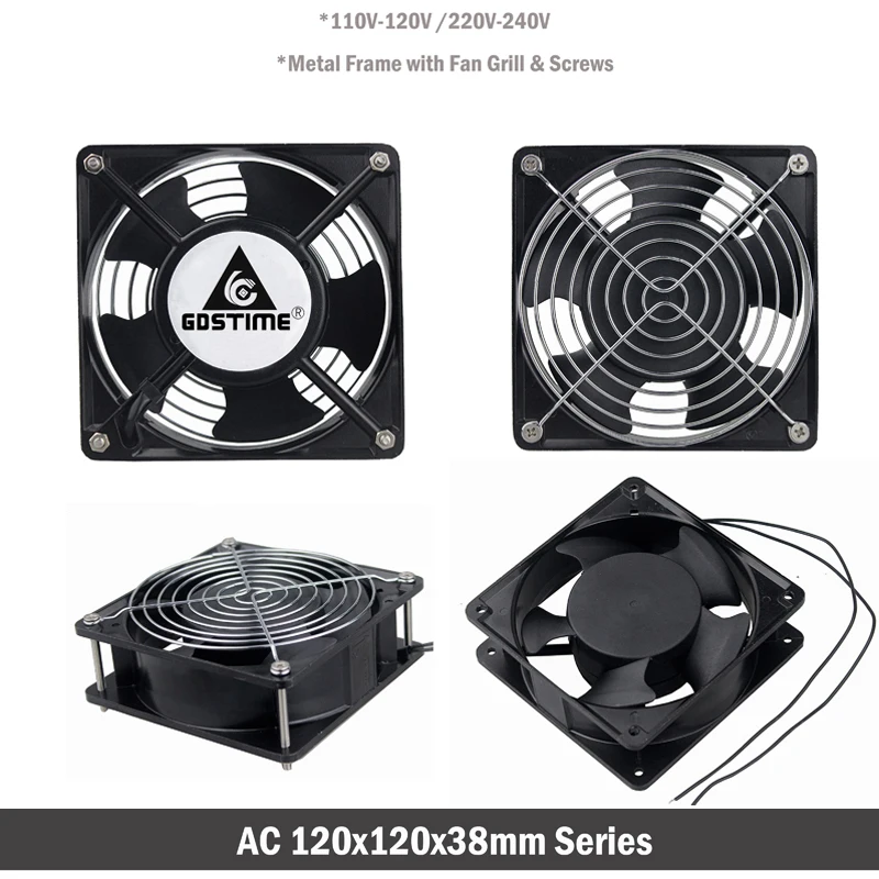 Ventilador de Refrigeração Ventilador de Case do Computador Gdestie 38mm 12v 24v 48v 110v 115v 220v 240v Bola Refrigerar Refrigerador 120mm 12cm 12038mm x - Imagem 4