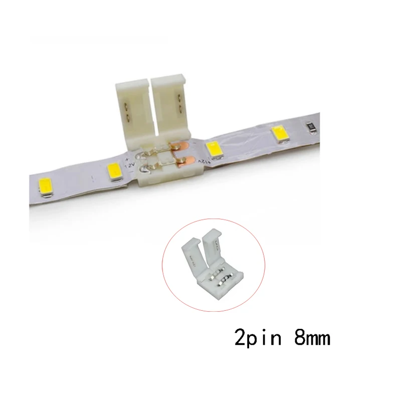 

5PCS/LOT 2Pin LED Strip Clip LED Strip Connector For 8mm width 3528 2835 Light Strips