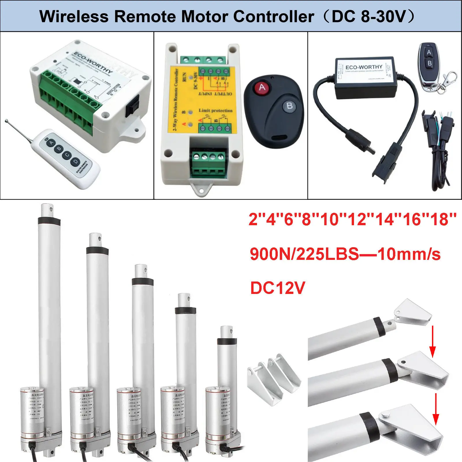 

DC 12V Linear Actuator 900N 225LB Electric Motor Auto Lift Car Door Window Open