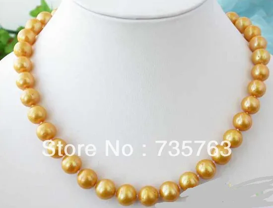 

xiuli 00648 AAA 17"12MM ROUND GOLD FRESHWATER PEARL NECKLACE MAGNET