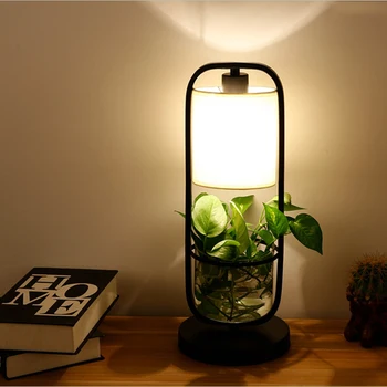 

American creative plant table lamps E27 glass potted desk lights for living room bedroom bedside study office restaurant cafe