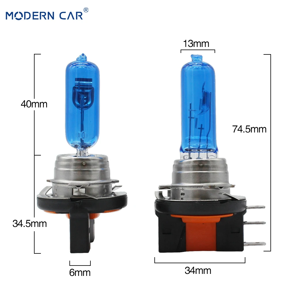 MODERN CAR 2pcs H15 6000K White Halogen Xenon Light Bulbs 12V 25W/55W DRL Daytime Running Lights Car Halogen Lamp Headlight Bulb