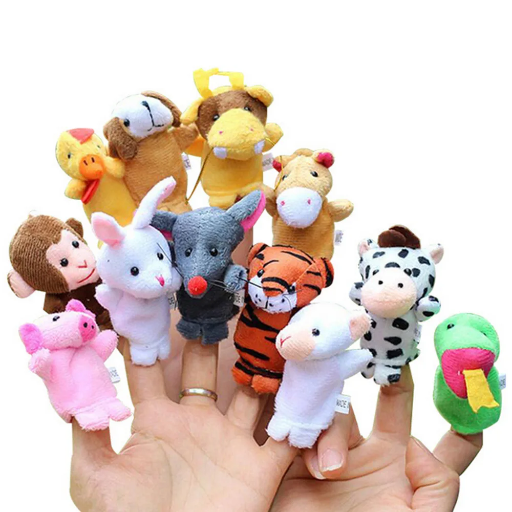 

Kids 12pcs Soft Cute Cartoon Animal Chinese Zodiac Plush Finger Puppet Cloth Hand Puppet Figures Doll Storytelling Props Toys