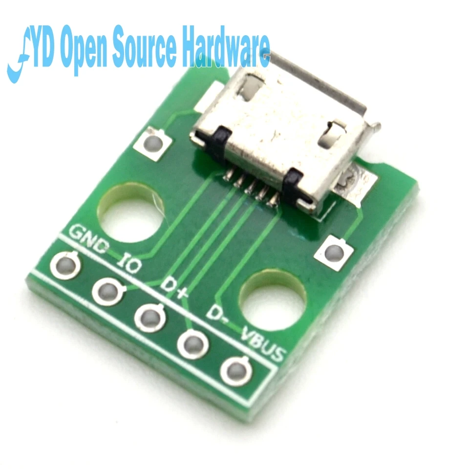 

10PCS/LOT MICRO USB to DIP Adapter 2.54mm 5pin Female Connector B Type PCB Converter USB-01