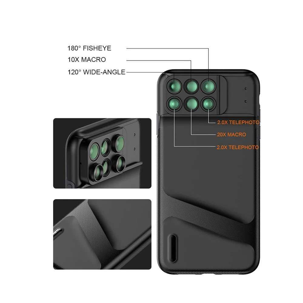 

Camera Lens Phone Case for iPhone XS Max XR Fish eye Wide Angle Macro Lens Phone Cover Mobile Phone Lens Case Full Coverage