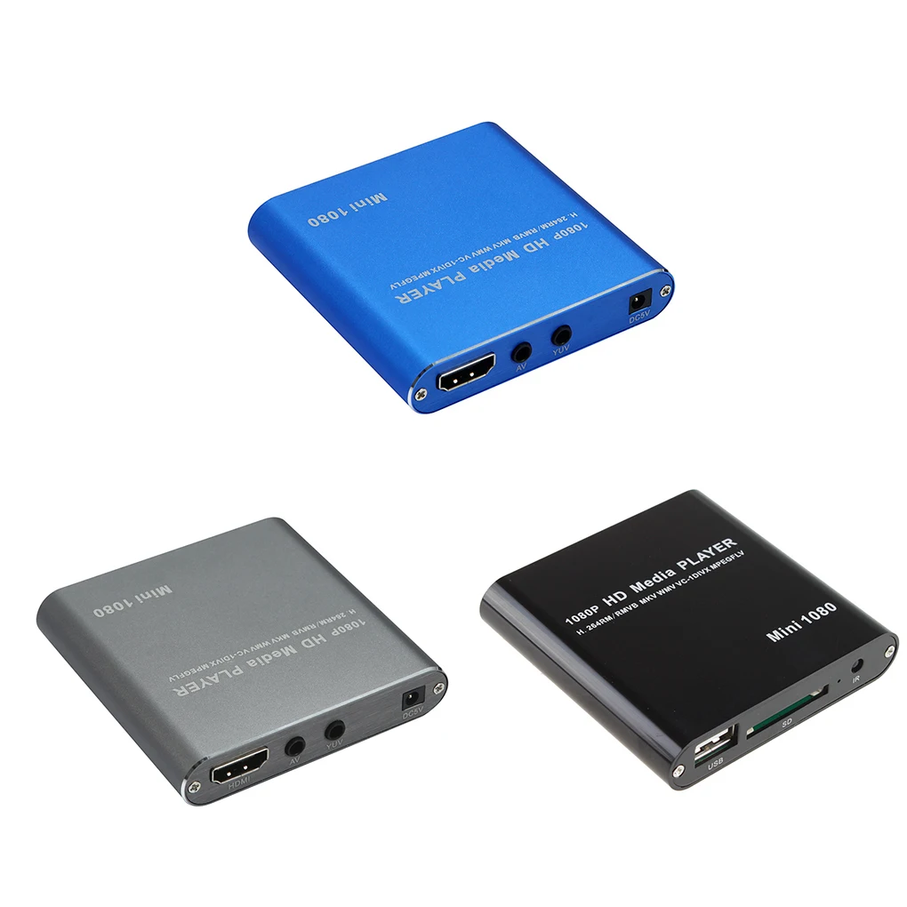 

1080P Mini HD Media Player AV USB SD MMC Multimedia Advertising MKV Car External Video Player UK plug