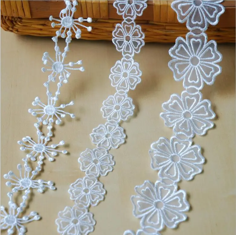 

K15353 2Y Soluble Organza Lace Trim Wedding Embroidered Costume Decor Trimming Embroidery Sew DIY Craft Off-white Lace Trim New