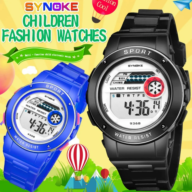 SYNOKE спортивные студенческие Детские часы детские часы для мальчиков и девочек часы светодио дный светодиодные цифровые наручные часы