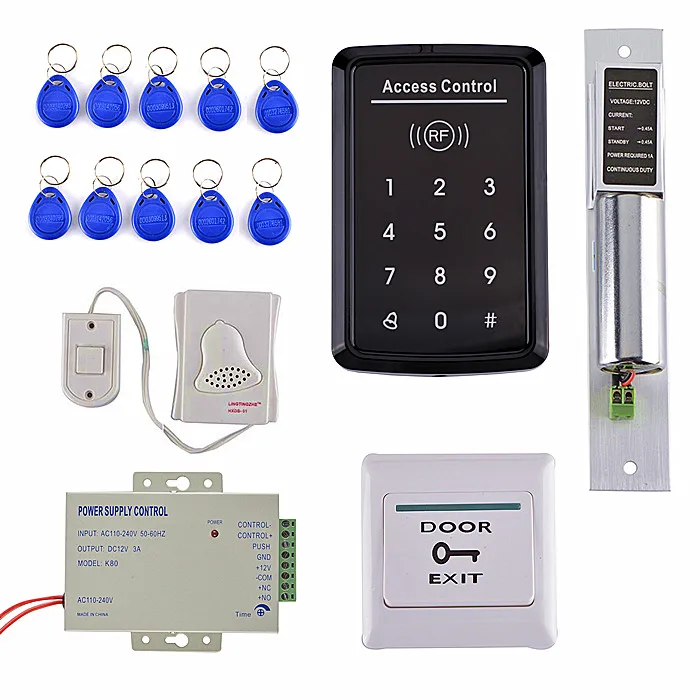 

Door Bell+Touch Button Keypad Door Access Control Kit +Electric Bolt Door Lock +Door Switch T20