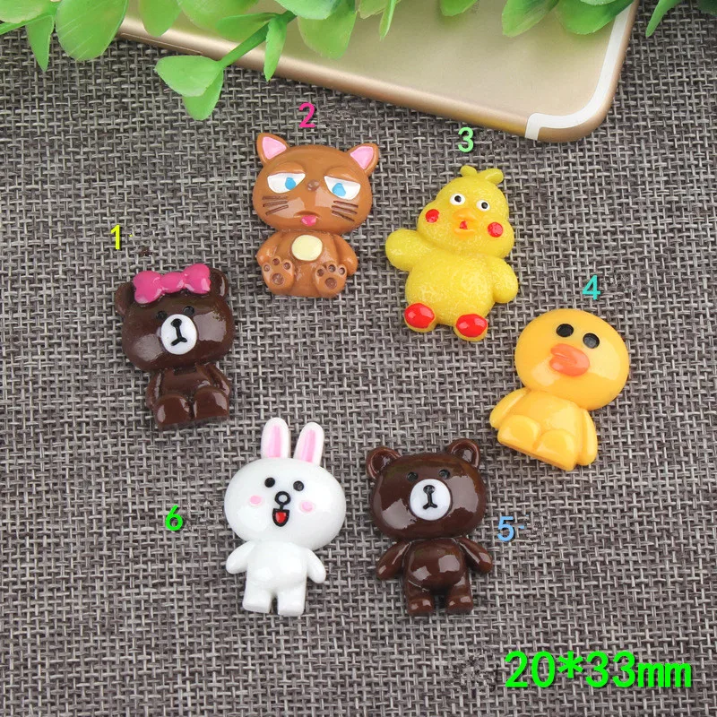 

10Pcs/lot Flat Back Resin Cartoon Embellishments Kawaii Flatback Resin Cabochon DIY Phone Case Decoration Craft Hair Bows Center