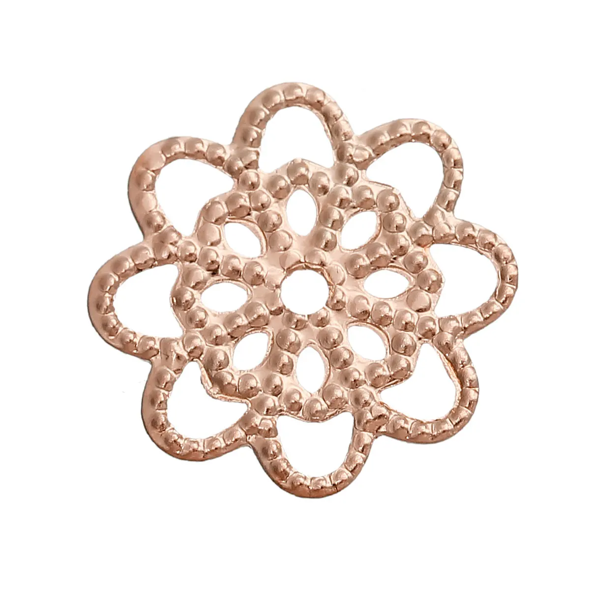 Buy 8SEASONS Alloy Embellishments Findings Flower rose gold color Hollow 14mm