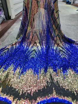 

Luxury African Lace Fabric High Quality French Organza Lace Fabric 2019 New Arrival Sequins Lace Fabrics For Wedding