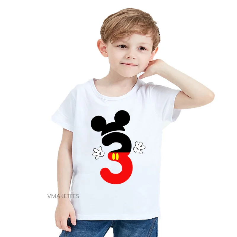 Забавная футболка для мальчиков и девочек, Детская футболка с милым принтом и надписью «Happy Birthday», детская одежда с цифрами 1-10, подарок на день рождения, HKP2438 - Цвет: HKP2438C