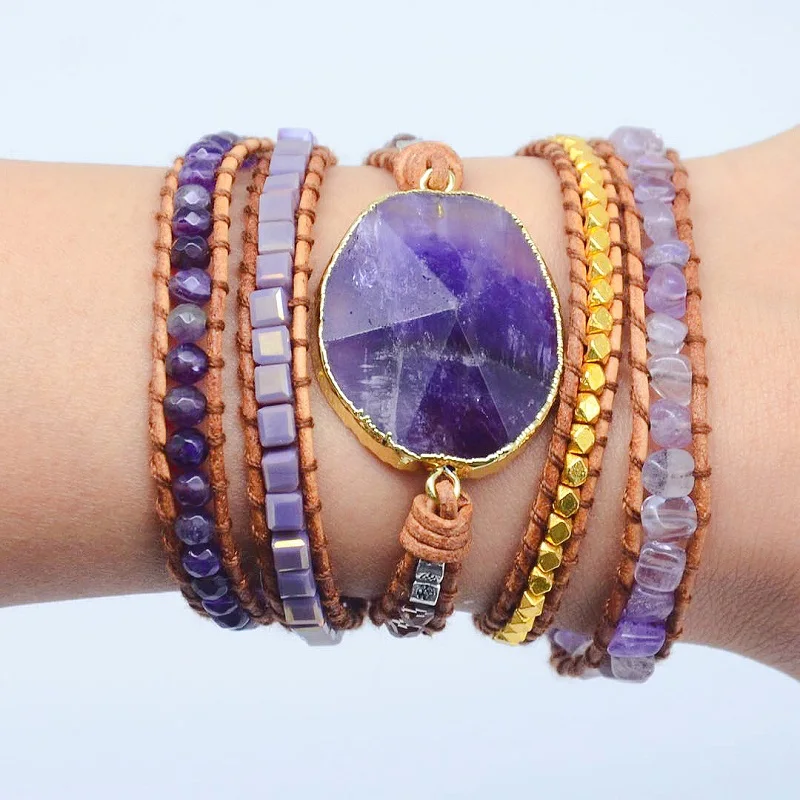 Bohemian Amethyst Wrap Bracelet