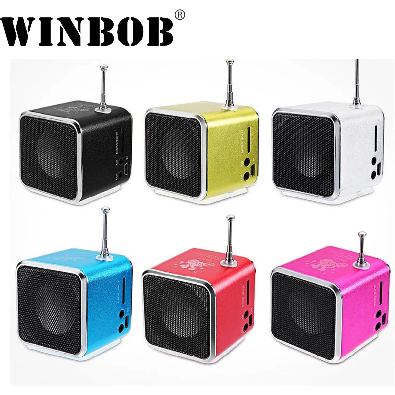 WINBOB TD-V26 Aluminium Digita linternet radio FM receiver SD TF USB Play Stereo Altavoz mini Speaker portable V26RDH | Электроника