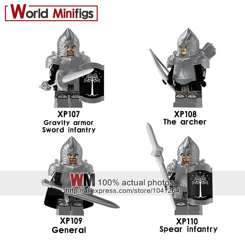 

Single Building Blocks Medieval Knight Legoings Lord of the Rings Action Figures Soldier of Gondor Archer Sword Toy for Children