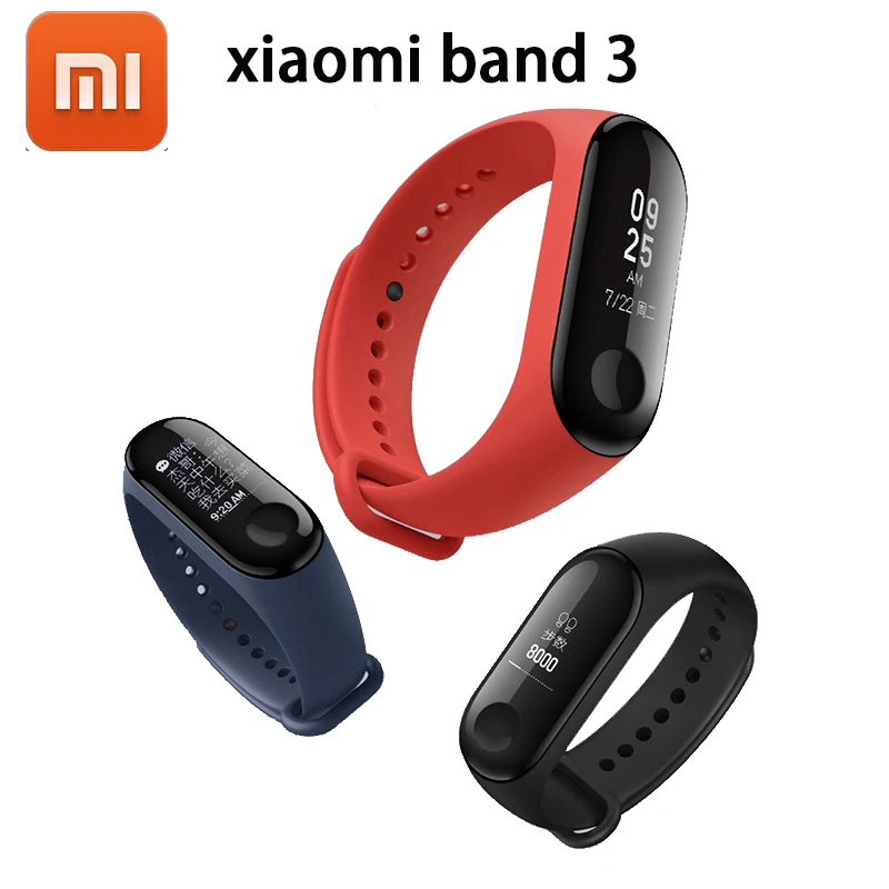 Xiaomi Mi Band 3 Смарт-браслет-черный, 0,78 дюймовый OLED мгновенное сообщение идентификатор звонящего