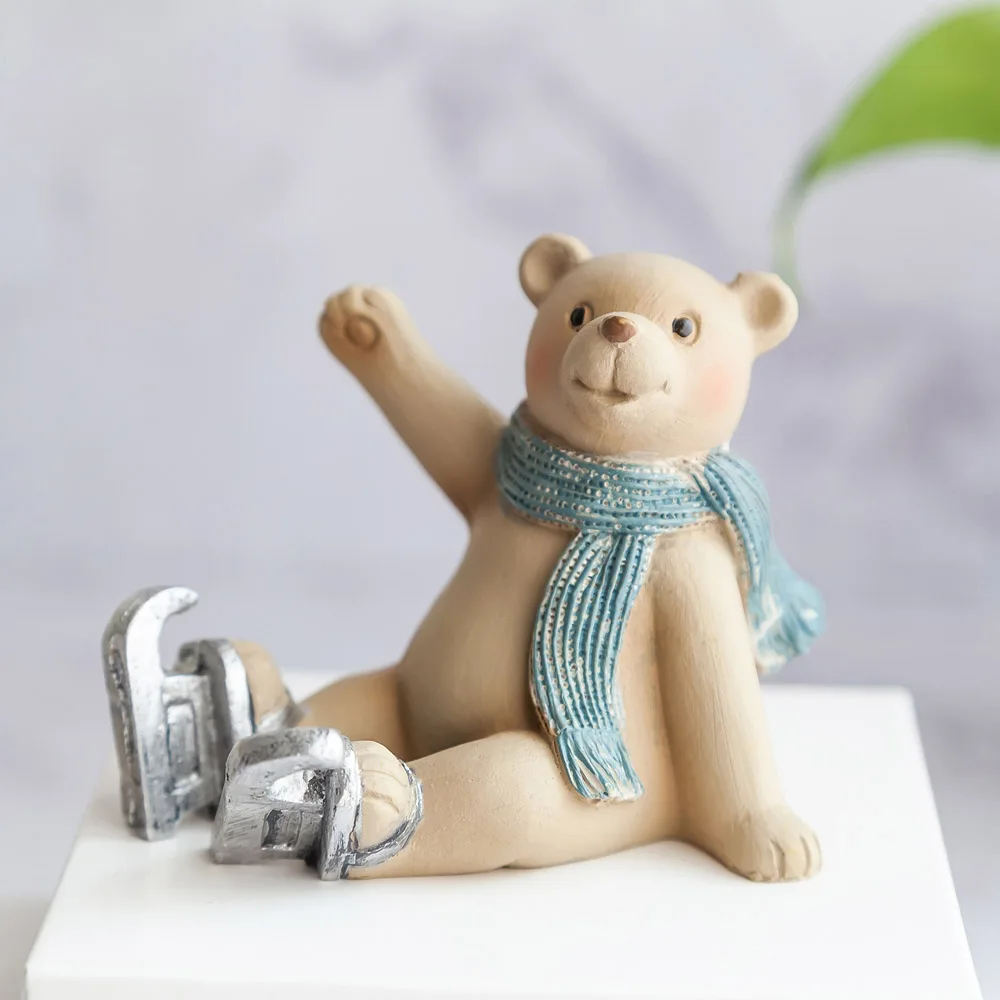 Украшение дома аксессуары полярный медведь статуя животного LX милая кукла игральная фигура Смола Ремесло Украшение медведь Рождественский подарок для детей - Цвет: sitting