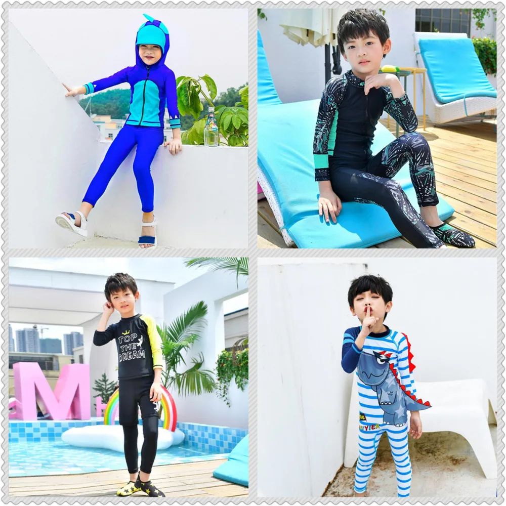 

Quick Dry boy rashguard 2019 kids cute long sleeve UV protection surfing swimsuit for children snorkeling swim suit M-4XL