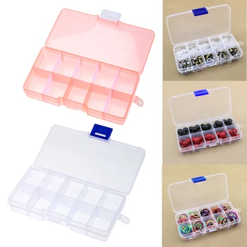 

10 Grid Splited PP Plastic Storage Box Jewelry Small Components Boxes Nail Art Sticker Decals Rhinestone Container Holder