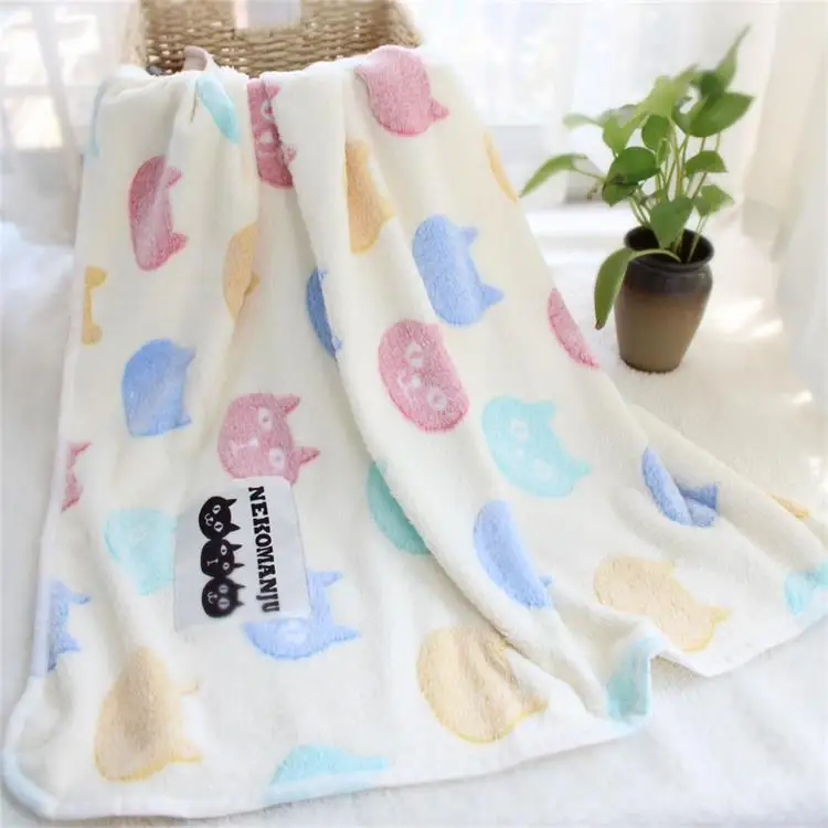 ivory cat 3D мультфильм собака кошка коралловый флис очень мягкий детский Минки Одеяло пушистый заднее сиденье Чехол для коляски покрывало на диван одеяло - Цвет: ivory cat