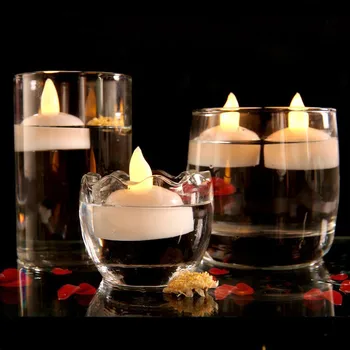 

12 pcs LED Waterproof Candle Light Multicolor Simulation Family Wedding Birthday Party SPA Floating Flashing Tea Light Candle-W