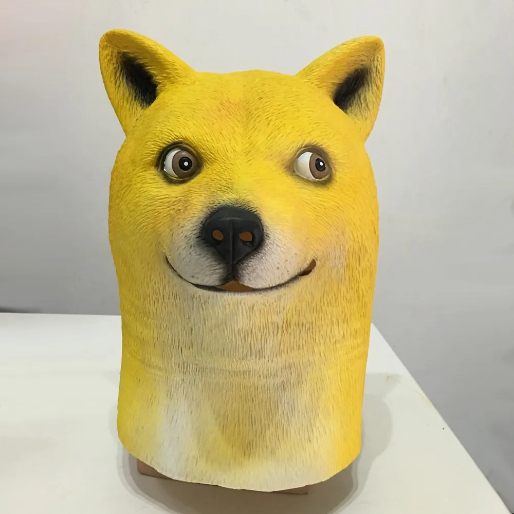 Funny Doge Dog Masquerade Masks Deluxe Novelty Halloween Costume Party Rubber Latex Animal Dog Head Movie Mask5