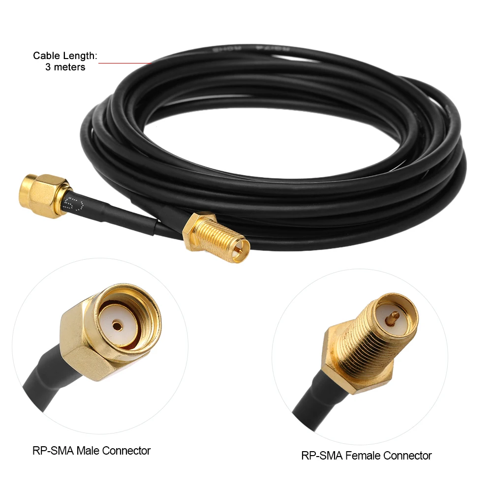 

3 Meter Antenna Extension Cable RP-SMA Male Plug to RP-SMA Female Jack Adapter Connector Conversion Line For WiFi 2-4G Antenna