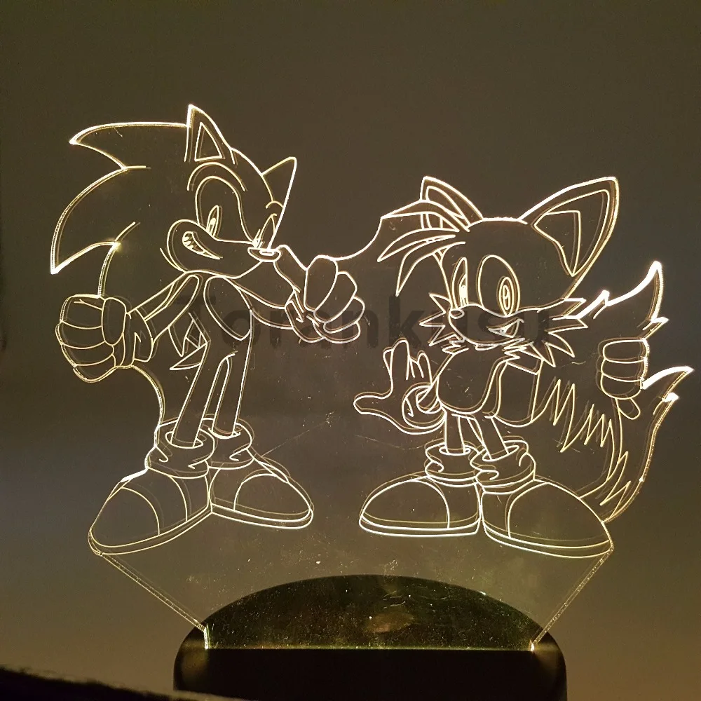 Sonic экшн-фигурка 3D ночной Светильник s светодиодный изменяющийся аниме Ёжик Соник Майлз Prower Sonic 3D светильник ing Новинка светильник Модель игрушка