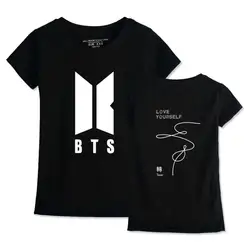BTS Bangtan K-Pop футболка для девочек Love Yourself армейская Футболка с принтом Женская мода Футболки мужские повседневные топы