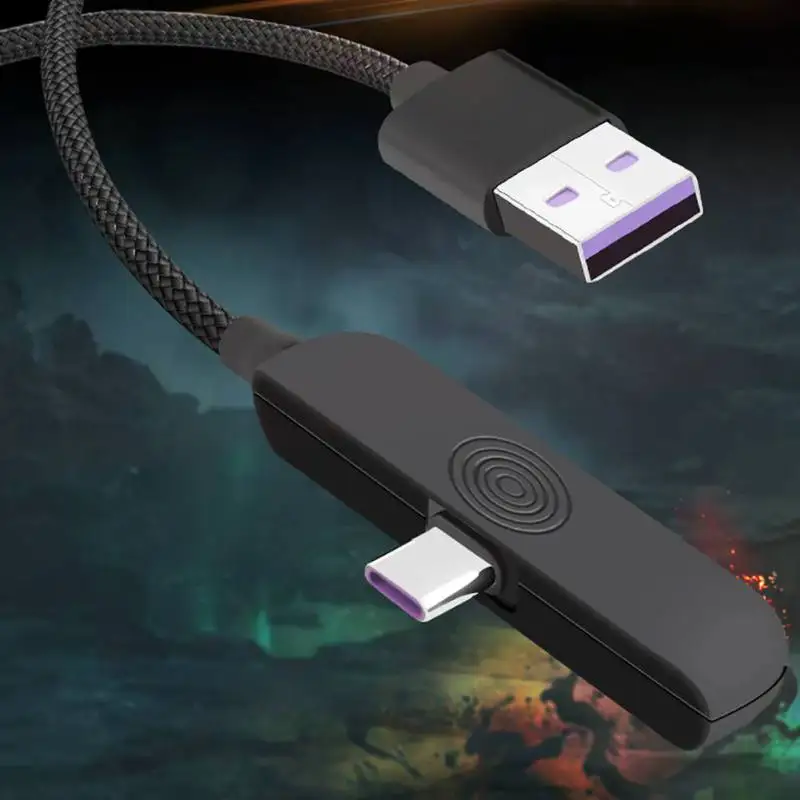 

USB Super Fast Charging Line Mobile Phone Game Guide Line Elbow 5A Type-C Data Cable for SamSung/Xiaomi/OPPO/OnePlus Smartphones