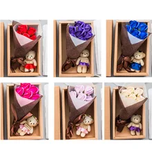 7 шт./компл. Романтический медведь Роза цветок мультяшный букет мыло цветок для День святого Валентина подарки на Рождество